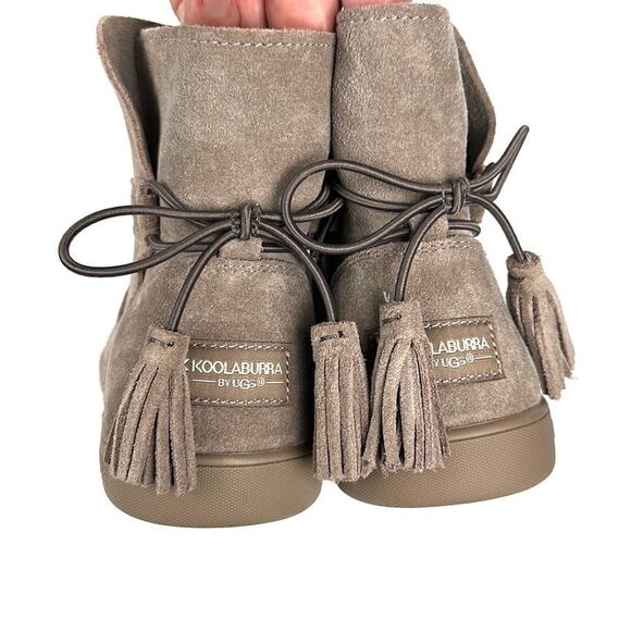 New Koolaburra By Ugg Skyller Ankle Boots Taupe Suede Slip-on Back Tassels US 9 - Picture 4 of 13